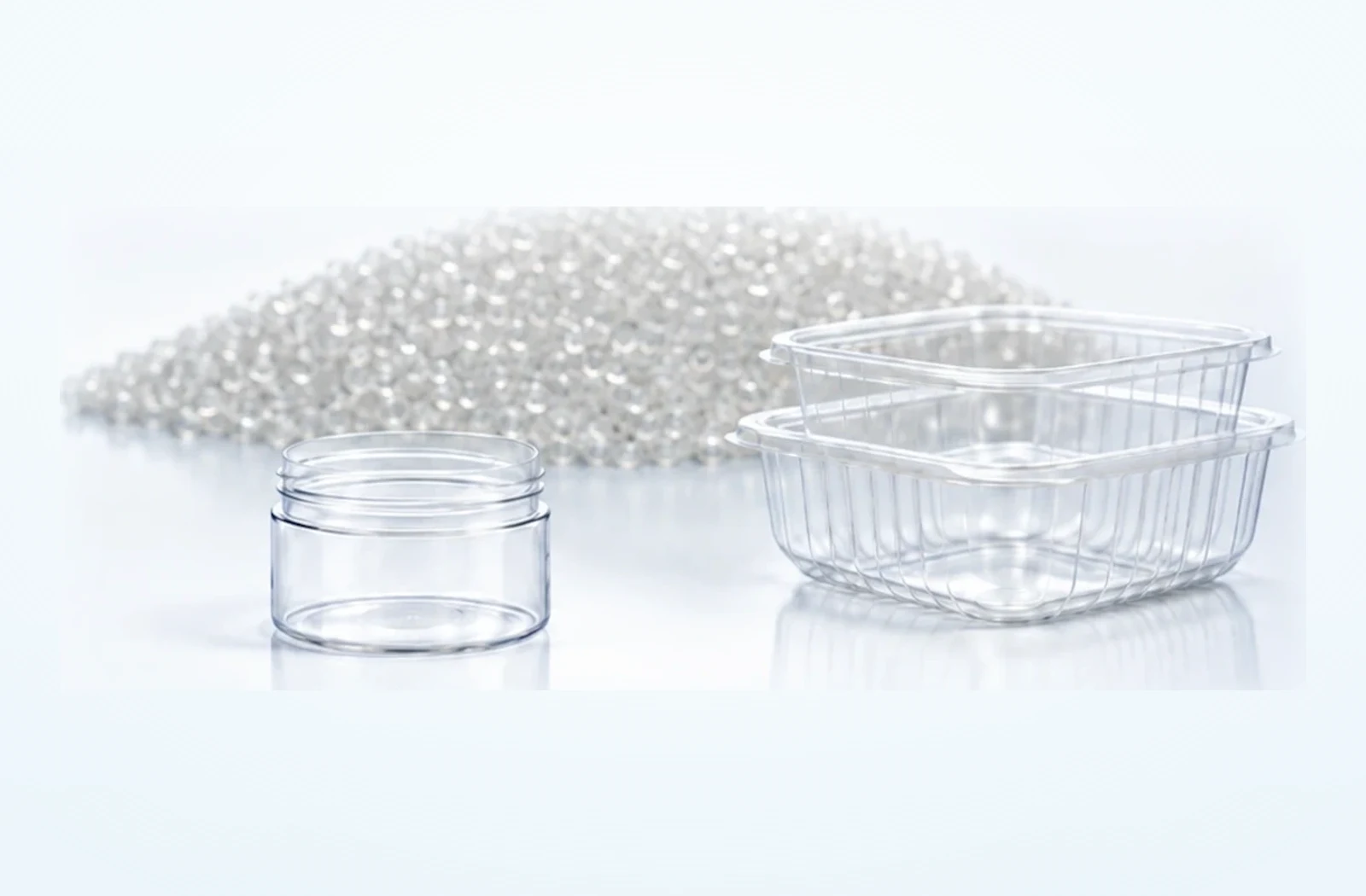 PET-Granulat, transparenter Jar und PET-Trays
